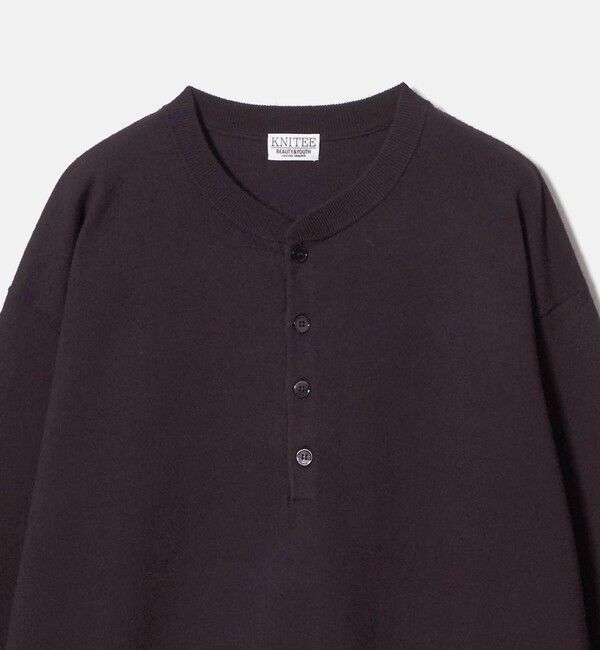 BEAUTY&YOUTH UNITED ARROWS「KNITEE フェザー コットン ヘンリーネック ニット Tシャツ ウォッシャブル」|ニット・セーター|