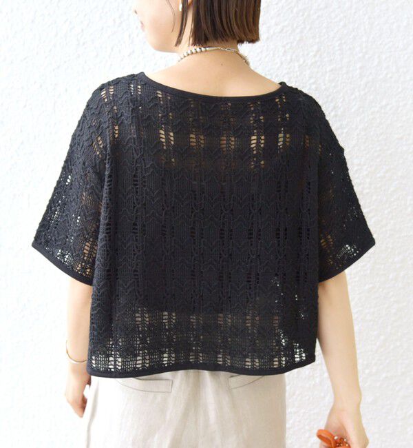 SHIPS for women「〈手洗い可能〉ローゲージ ラッセル 半袖 TEE」|Tシャツ・カットソー|ブラック