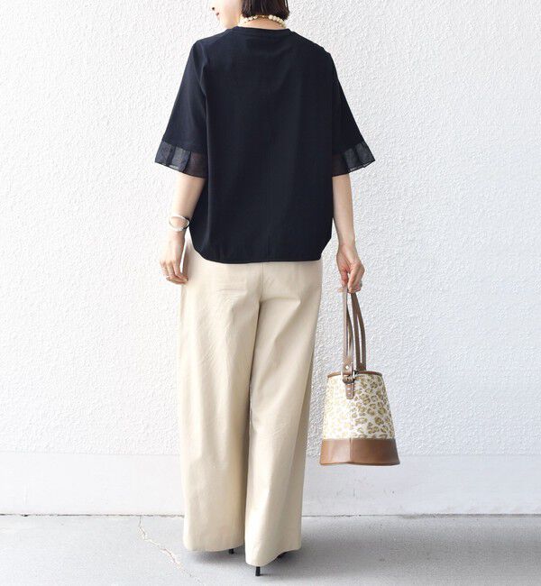 SHIPS for women「【WEB限定】〈接触冷感 / UVカット〉シアー オーガンジー コンビ プルオーバー」|Tシャツ・カットソー|