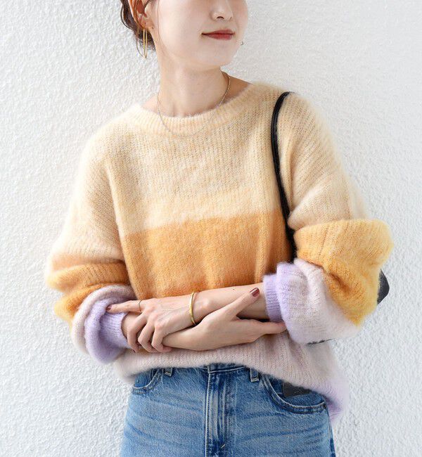 SHIPS for women「【WEB限定】〈手洗い可能〉モヘヤ混 グラデーション ニット プルオーバー」|ニット・セーター|