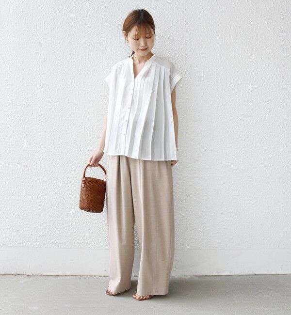 SHIPS for women「【WEB限定】〈手洗い可能〉ストレッチ ジョーゼット プリーツ スキッパー ブラウス」|シャツ・ブラウス|