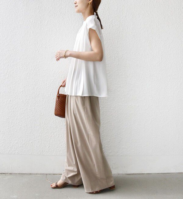 SHIPS for women「【WEB限定】〈手洗い可能〉ストレッチ ジョーゼット プリーツ スキッパー ブラウス」|シャツ・ブラウス|