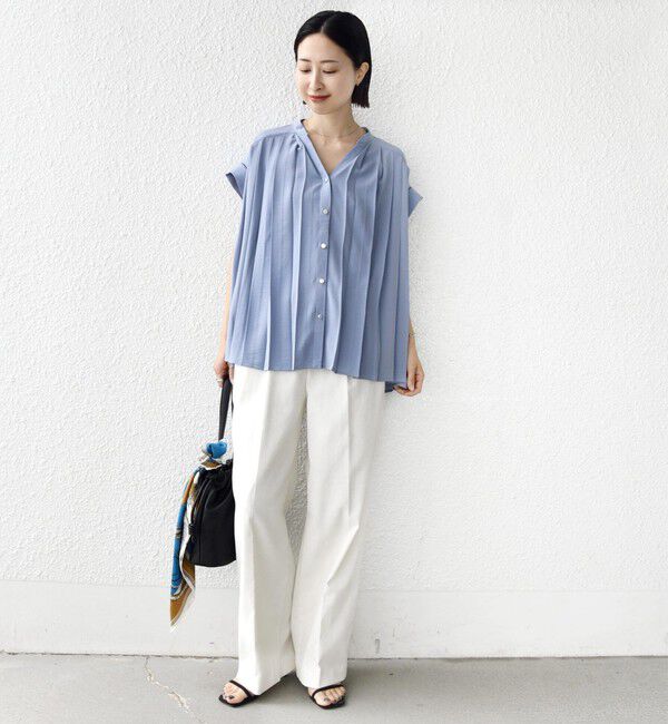 SHIPS for women「【WEB限定】〈手洗い可能〉ストレッチ ジョーゼット プリーツ スキッパー ブラウス」|シャツ・ブラウス|
