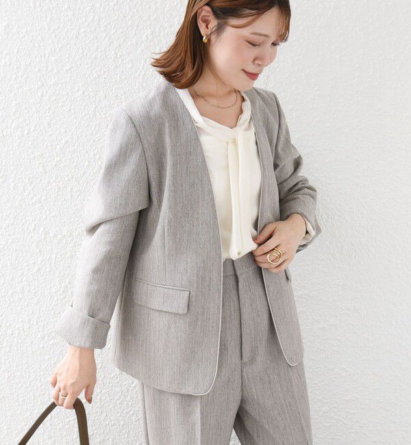 SHIPS for women「《予約》〈洗濯機可能〉FUNCTION ツイル ジャケット 26AW」|ノーカラージャケット|