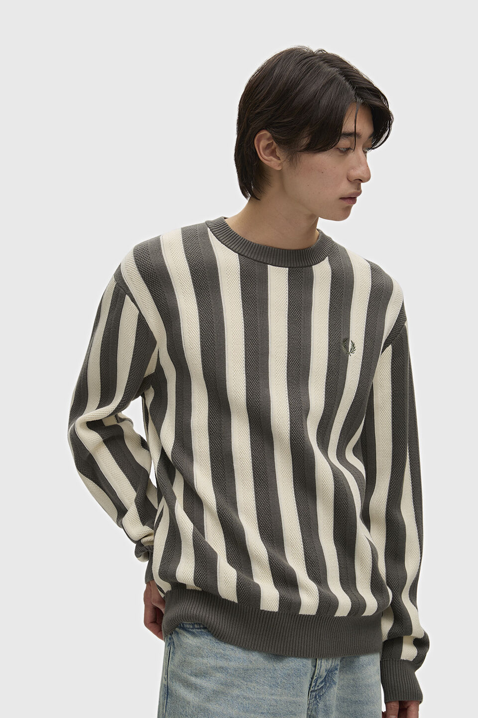 FRED PERRY 「FRED PERRY／Textured Stripe Jumper／クルーネックニット」|ニット・セーター|FIELD GREE