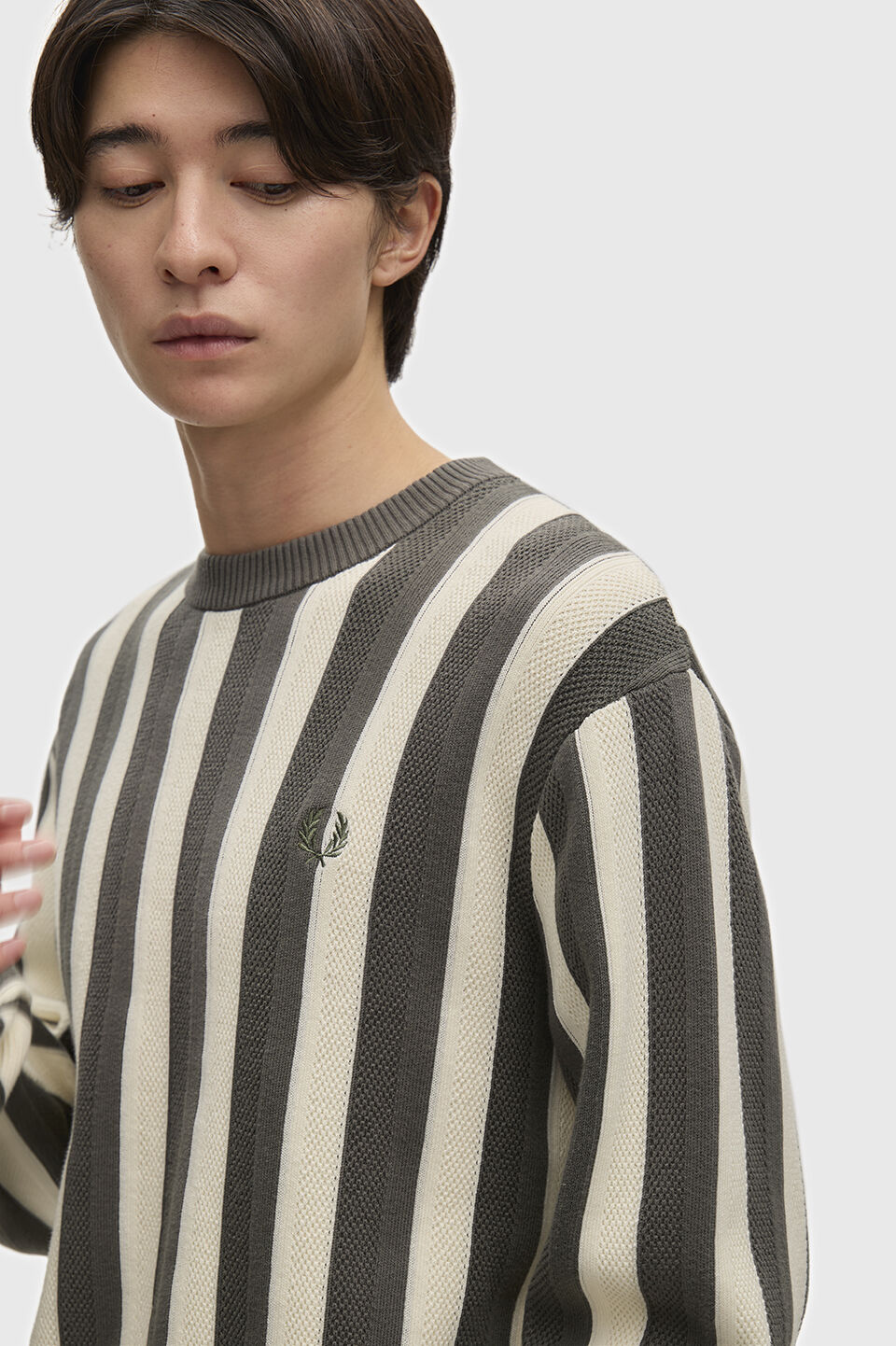 FRED PERRY 「FRED PERRY／Textured Stripe Jumper／クルーネックニット」|ニット・セーター|