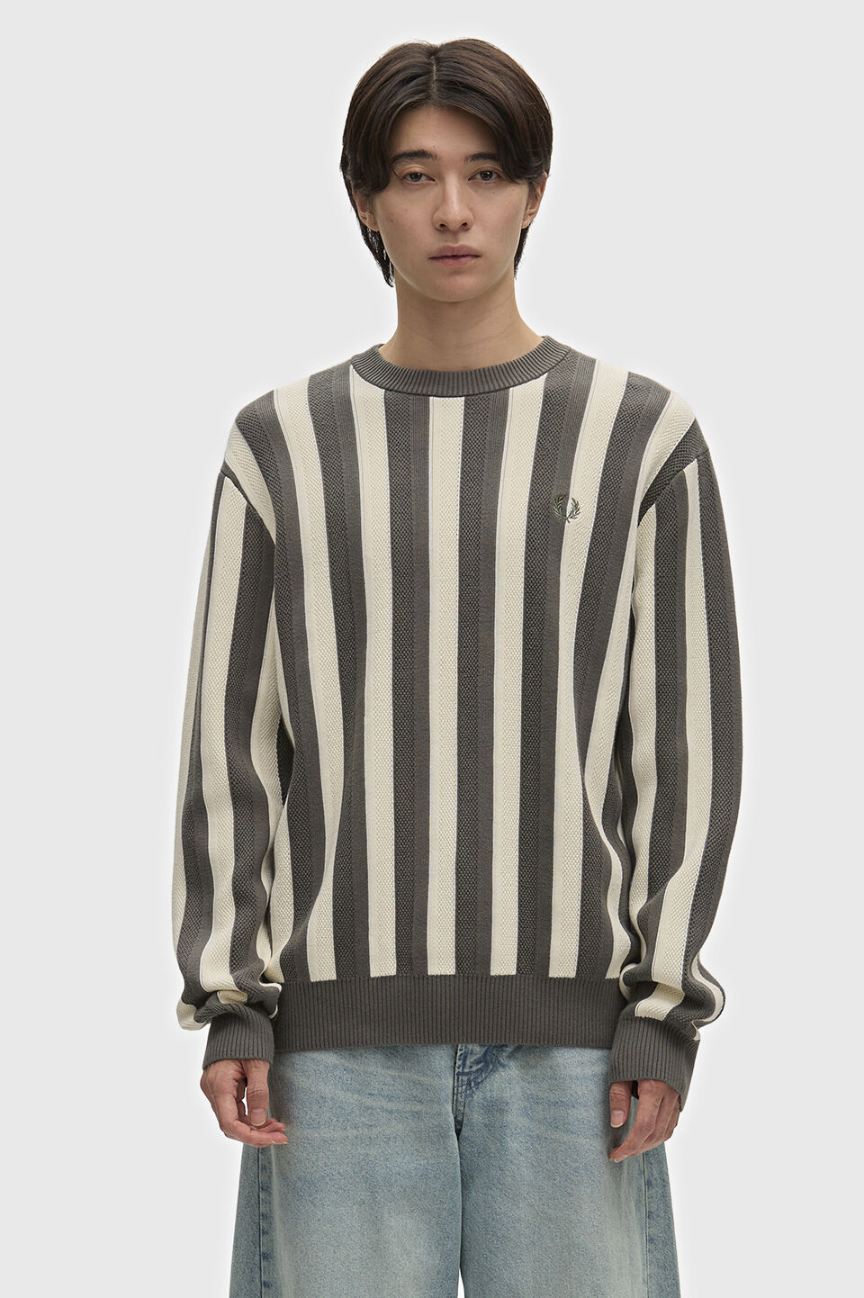 FRED PERRY 「FRED PERRY／Textured Stripe Jumper／クルーネックニット」|ニット・セーター|