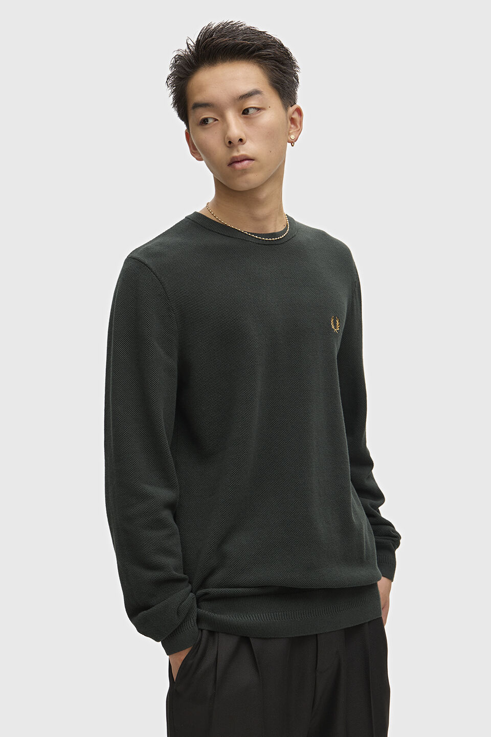 FRED PERRY 「FRED PERRY／Pique Stitch Jumper／ピケステッチニット」|Tシャツ・カットソー|NIGHT GREEN