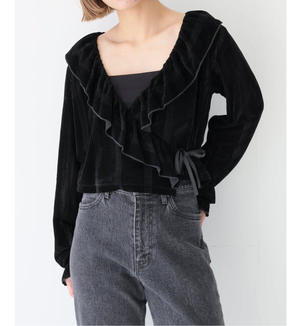 SLOBE IENA「miller/ミラー SLOBE別注 SHEER ベロアカシュクールトップス」|Tシャツ・カットソー|