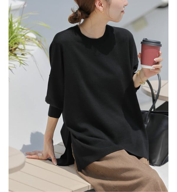 JOURNAL STANDARD relume「《追加予約 / 新色》BiellaYarnワイドクルーネックプルオーバー」|ニット・セーター|ブラック