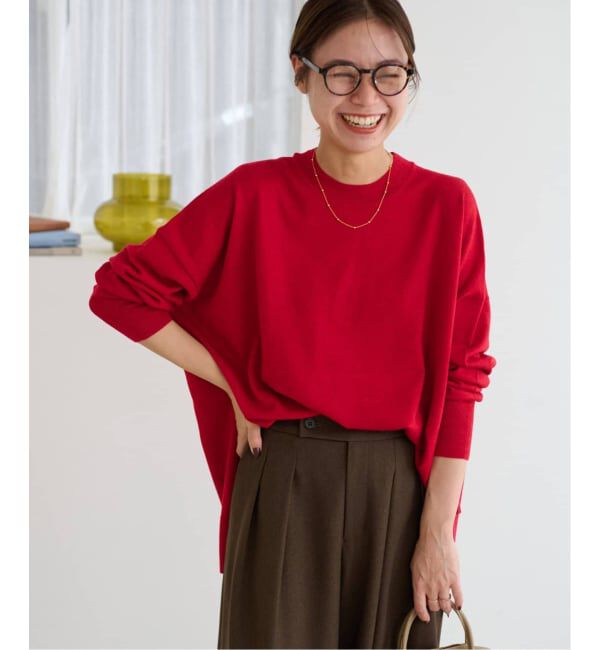JOURNAL STANDARD relume「《追加予約 / 新色》BiellaYarnワイドクルーネックプルオーバー」|ニット・セーター|レッド
