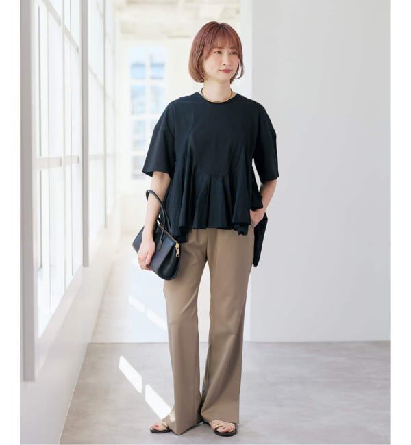 Spick and Span「《一部店舗+WEB限定 / 追加》AAYUSHI / アユーシ ペプラムラッフルTシャツ」|Tシャツ・カットソー|