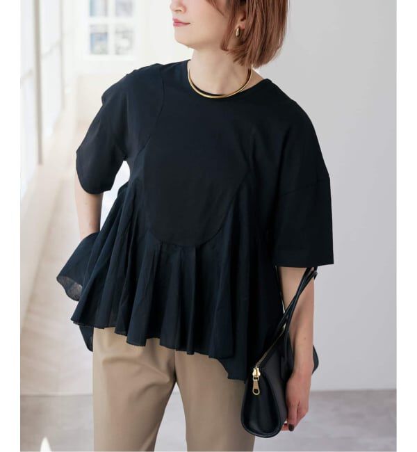 Spick and Span「《一部店舗+WEB限定 / 追加》AAYUSHI / アユーシ ペプラムラッフルTシャツ」|Tシャツ・カットソー|