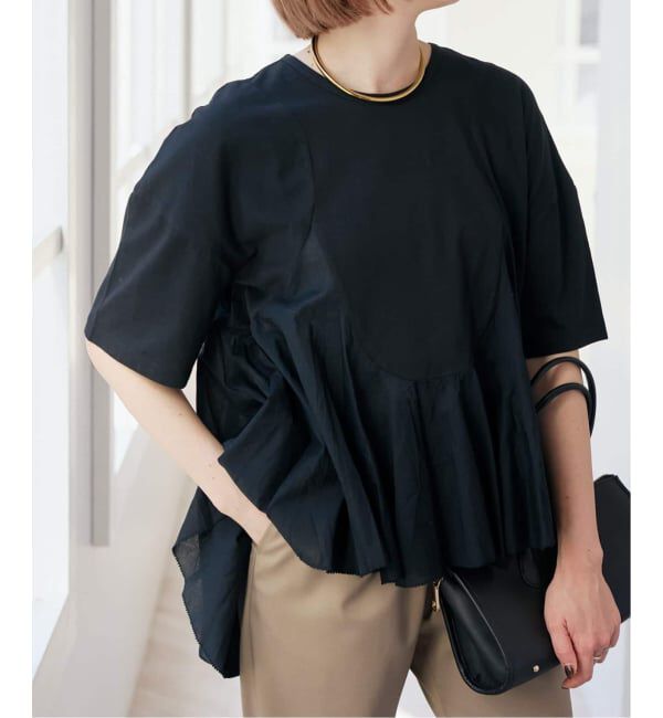 Spick and Span「《一部店舗+WEB限定 / 追加》AAYUSHI / アユーシ ペプラムラッフルTシャツ」|Tシャツ・カットソー|