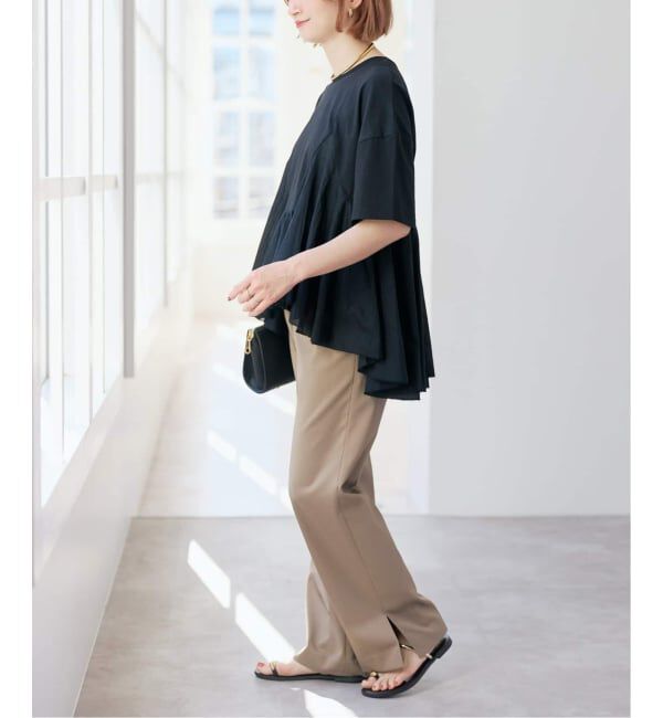 Spick and Span「《一部店舗+WEB限定 / 追加》AAYUSHI / アユーシ ペプラムラッフルTシャツ」|Tシャツ・カットソー|
