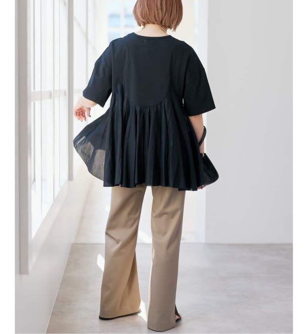 Spick and Span「《一部店舗+WEB限定 / 追加》AAYUSHI / アユーシ ペプラムラッフルTシャツ」|Tシャツ・カットソー|
