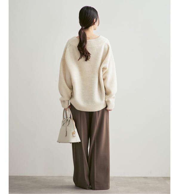NOBLE「《WEB・一部店舗限定追加予約》YAKワイドVネックニット」|ニット・セーター|