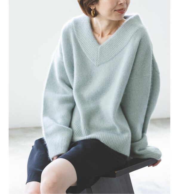 NOBLE「《WEB・一部店舗限定追加予約》YAKワイドVネックニット」|ニット・セーター|