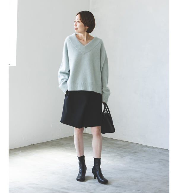 NOBLE「《WEB・一部店舗限定追加予約》YAKワイドVネックニット」|ニット・セーター|