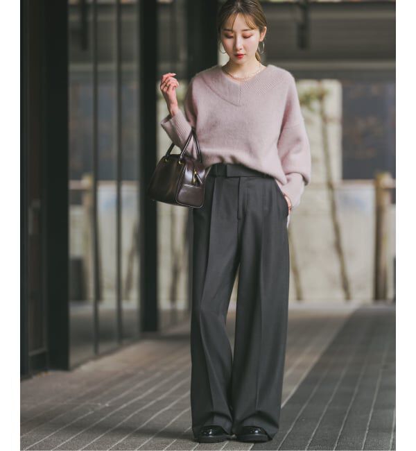 NOBLE「《WEB・一部店舗限定追加予約》YAKワイドVネックニット」|ニット・セーター|