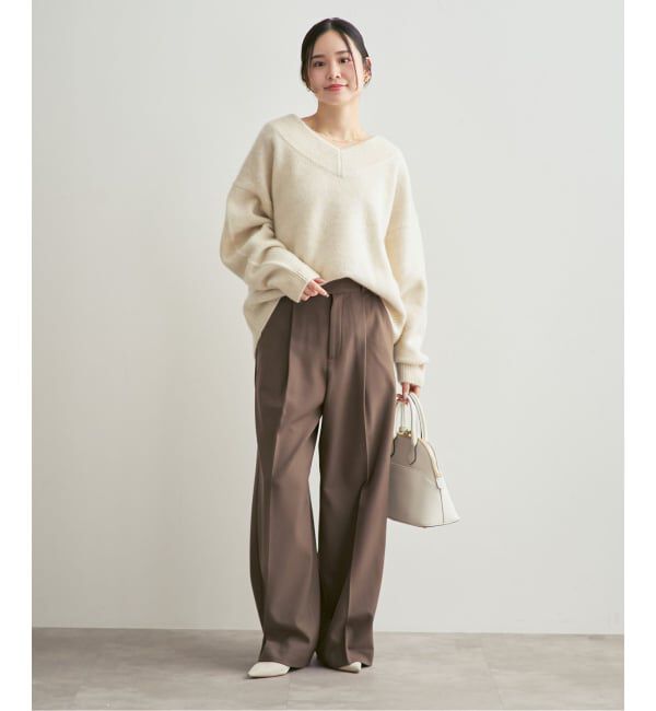 NOBLE「《WEB・一部店舗限定追加予約》YAKワイドVネックニット」|ニット・セーター|