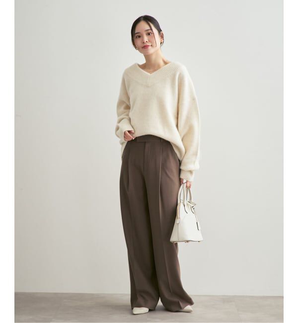 NOBLE「《WEB・一部店舗限定追加予約》YAKワイドVネックニット」|ニット・セーター|