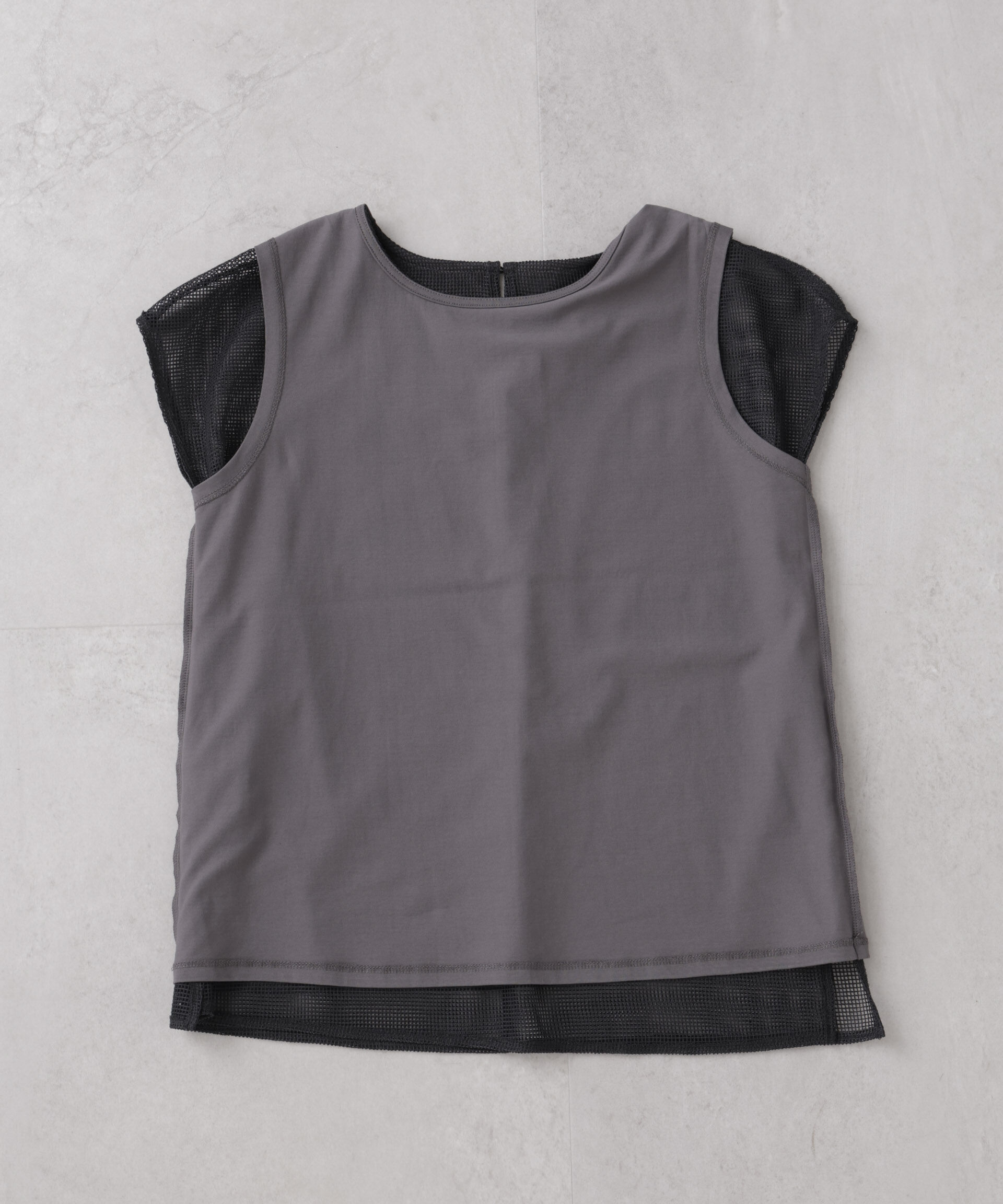 NANO universe「カラミメッシュレイヤードカットトップス」|Tシャツ・カットソー|