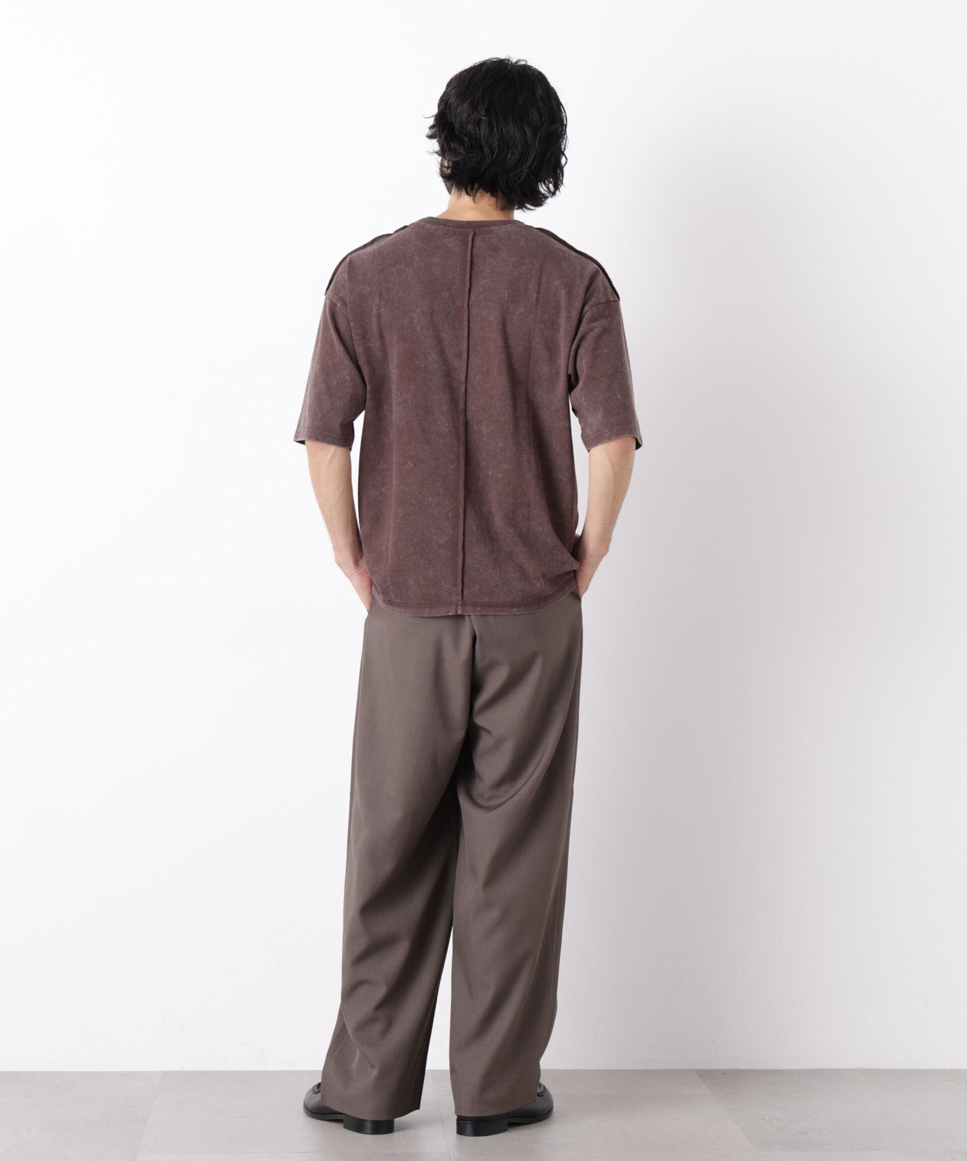 NANO universe「ワンポイントピグメントTシャツ 半袖」|Tシャツ・カットソー|