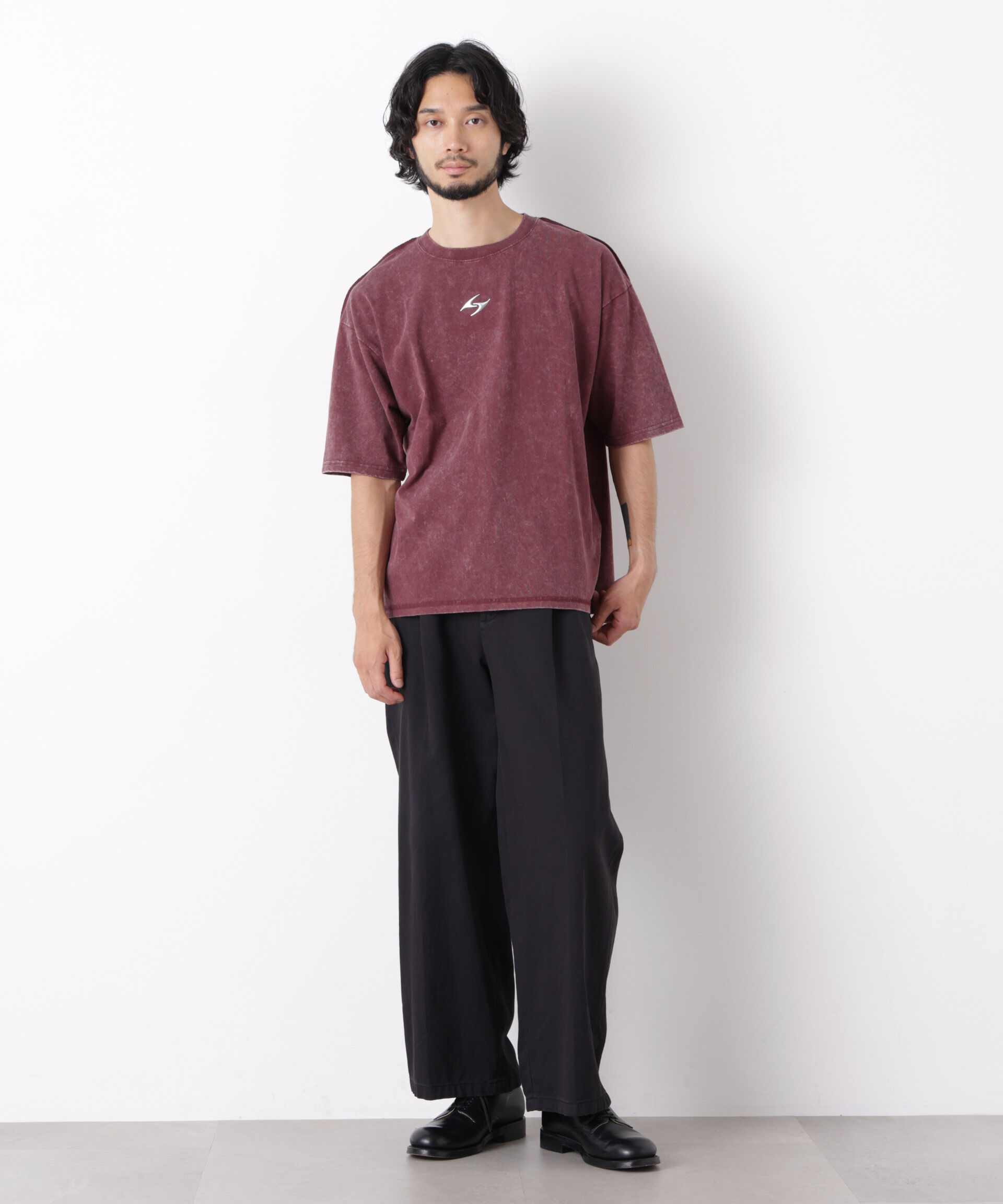NANO universe「ワンポイントピグメントTシャツ 半袖」|Tシャツ・カットソー|