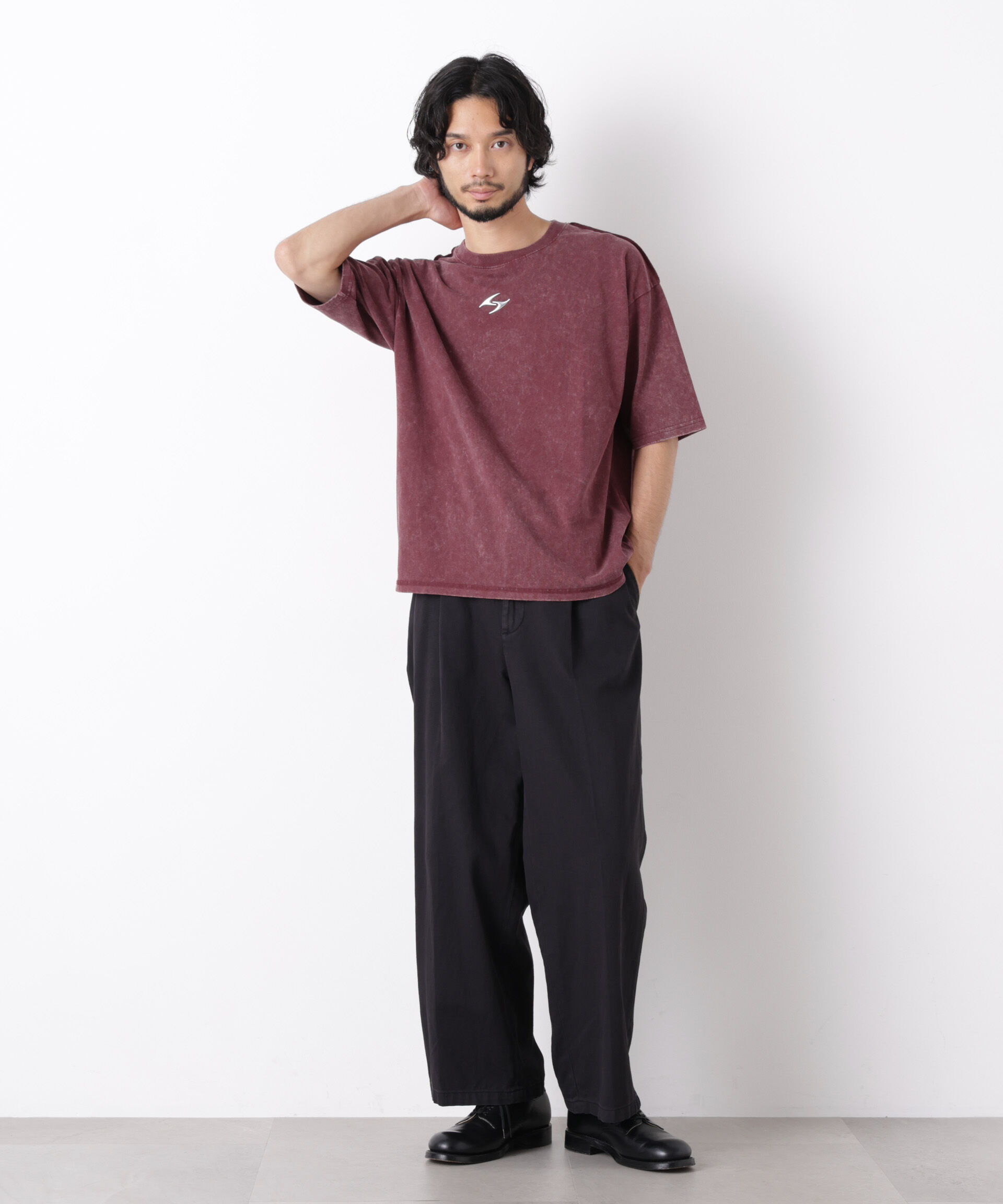 NANO universe「ワンポイントピグメントTシャツ 半袖」|Tシャツ・カットソー|