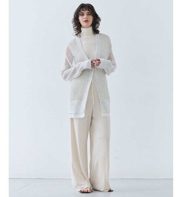 BEIGE,「【洗える】ALOE / コットンメッシュVネックミドル丈カーディガン」|カーディガン|