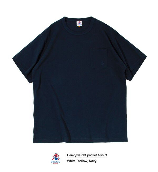 GLOSTER「【GEVACO/ゲバコ】ベーシックオープンエンド天竺ポケット刺繍Tシャツ」|Tシャツ・カットソー|ネイビー