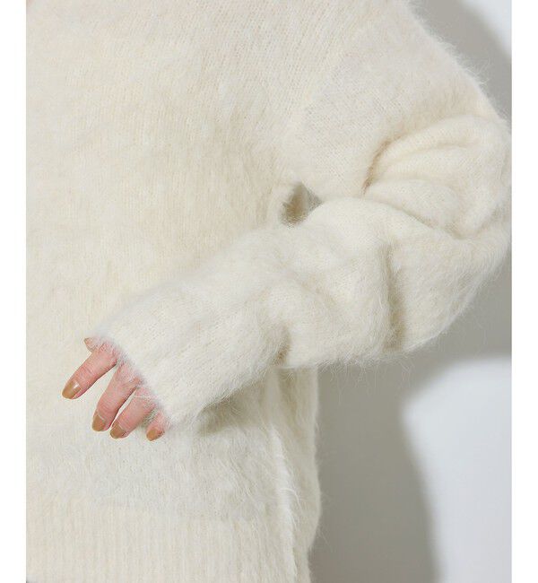 ADAM ET ROPE'「ブラッシュドアルパカポロカラーカーディガン」|カーディガン|
