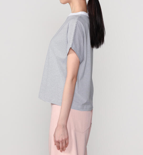 handvaerk「handvaerk | 60/2 キャップスリーブTシャツ STRIPE WOMEN」|Tシャツ・カットソー|