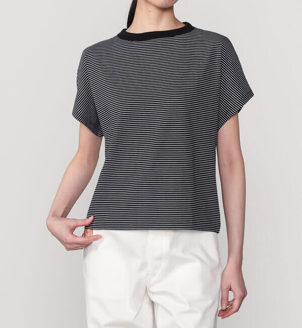 handvaerk「handvaerk | 60/2 キャップスリーブTシャツ STRIPE WOMEN」|Tシャツ・カットソー|