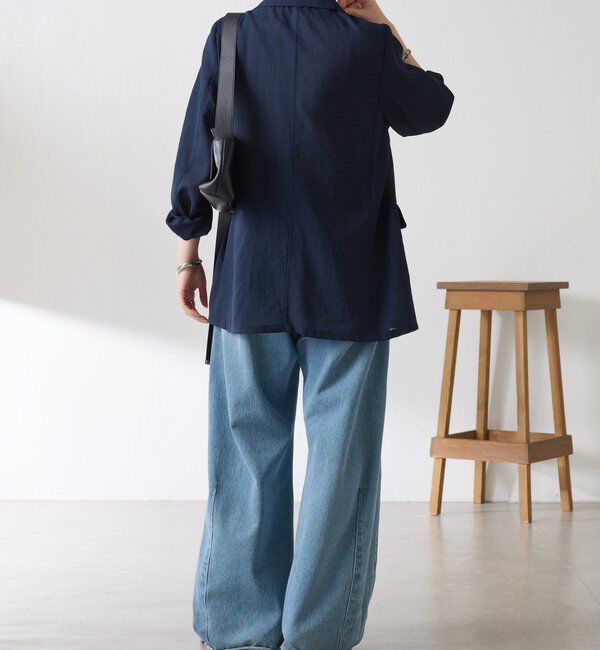  「【夏にも羽織れるシアー素材/軽量/冷房対策】ダブルポケットシアージャケット」|テーラードジャケット|