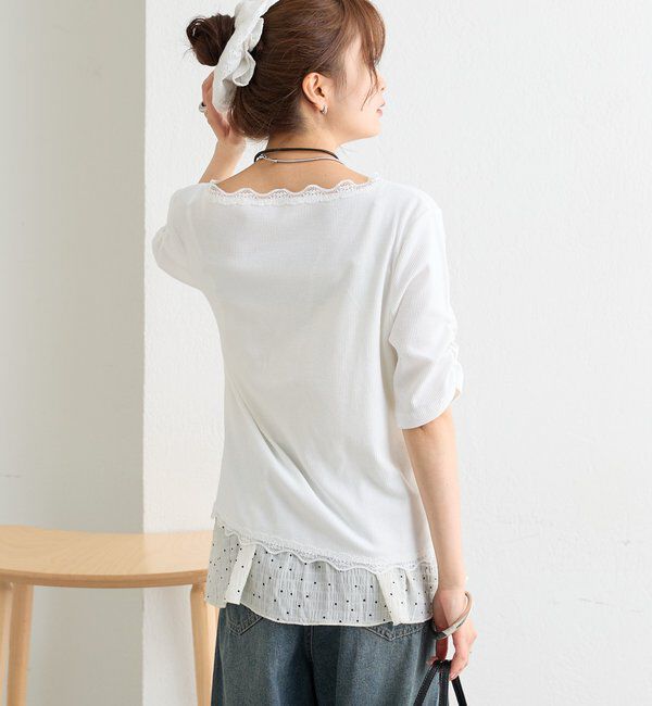  「半袖ギャザーリブカーディガン」|Tシャツ・カットソー|