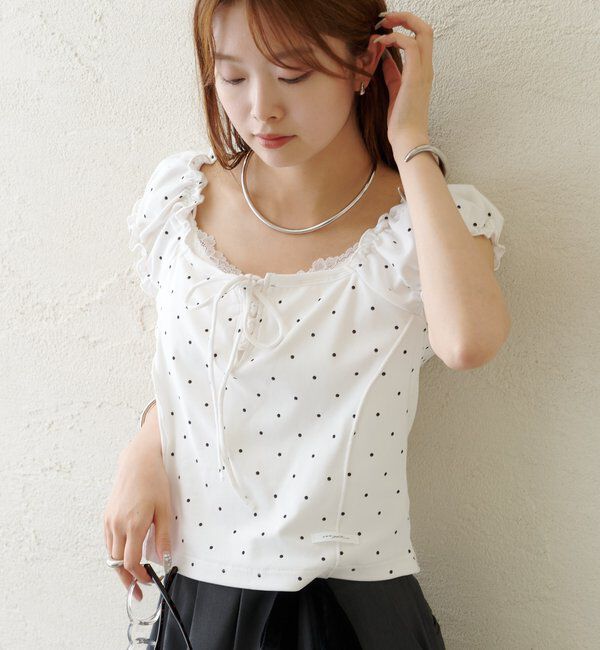  「レースアップフレンチT」|Tシャツ・カットソー|