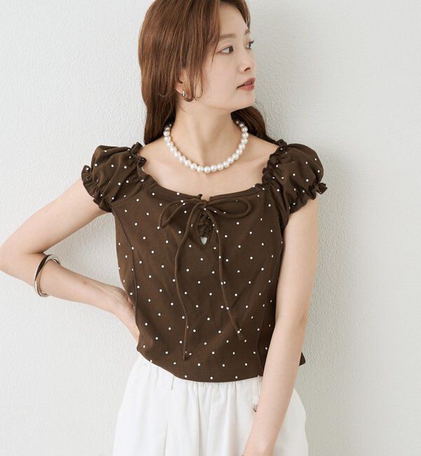  「レースアップフレンチT」|Tシャツ・カットソー|