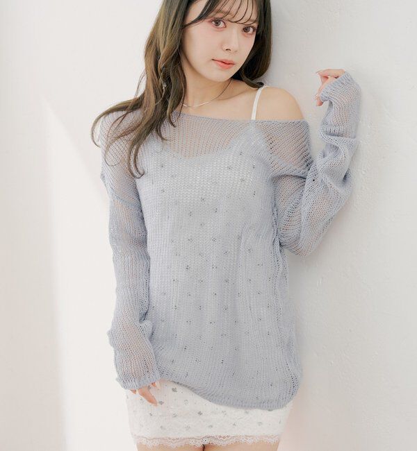  「花柄キャミワンピース+ルーズニットセット」|ワンピース|
