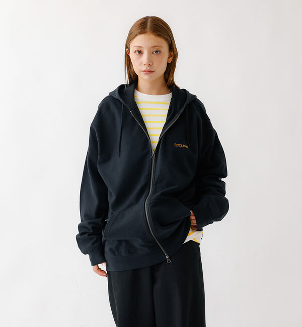 ABAHOUSE「【PENDLETON/ペンドルトン】Back Print Zip Up Hood」|パーカー|ブラック