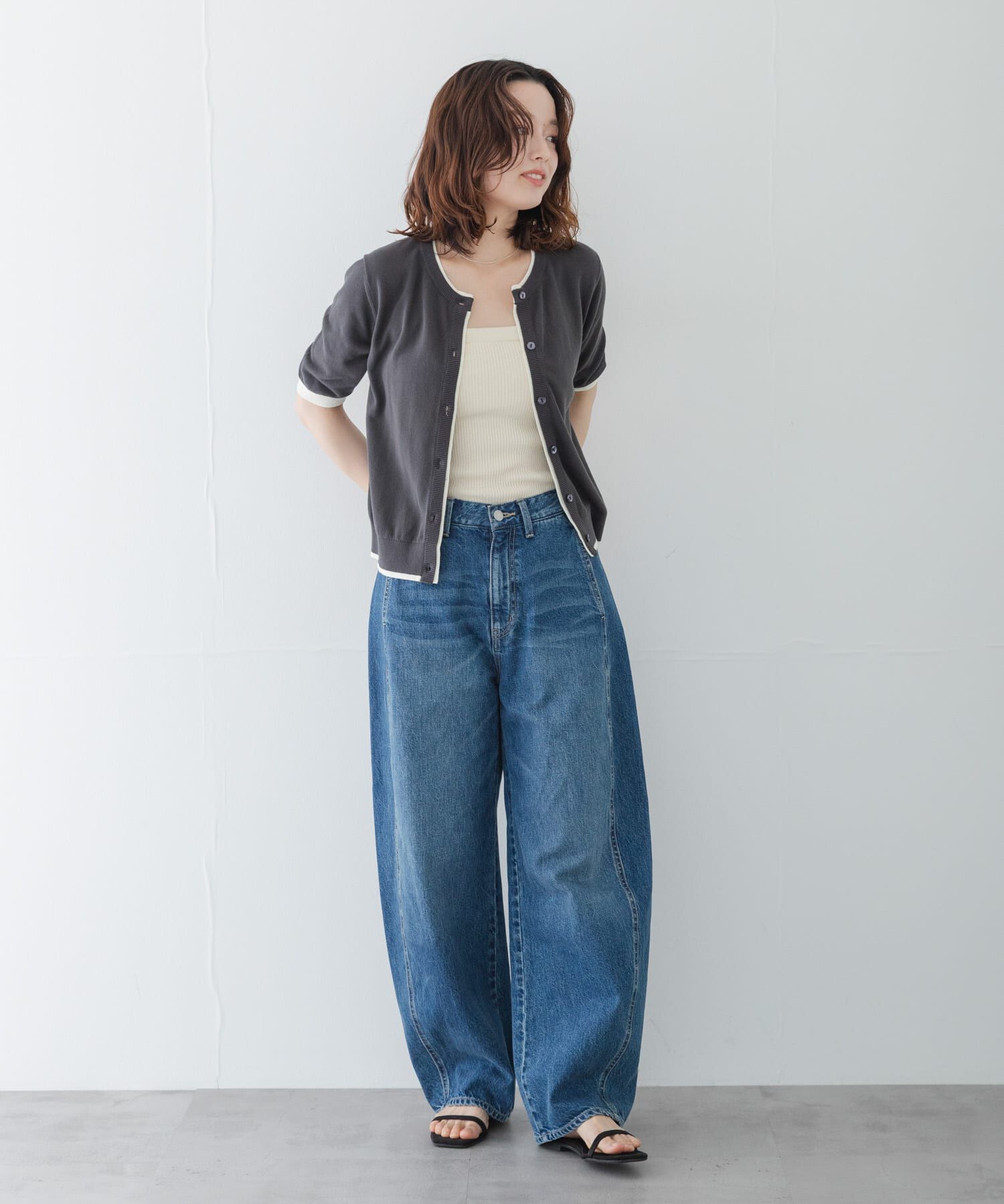 Sonny Label 「クールミスト配色クルーネックカーディガン」|カーディガン|