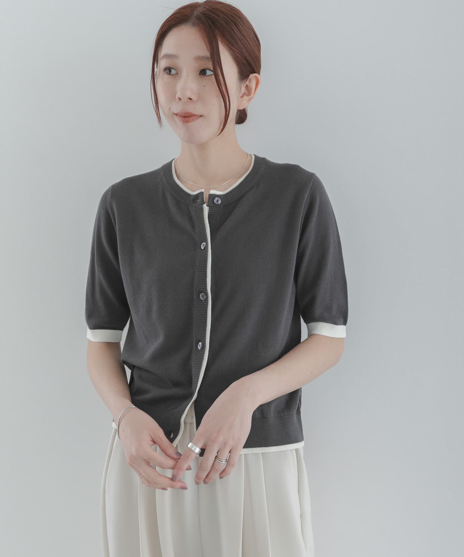 Sonny Label 「クールミスト配色クルーネックカーディガン」|カーディガン|