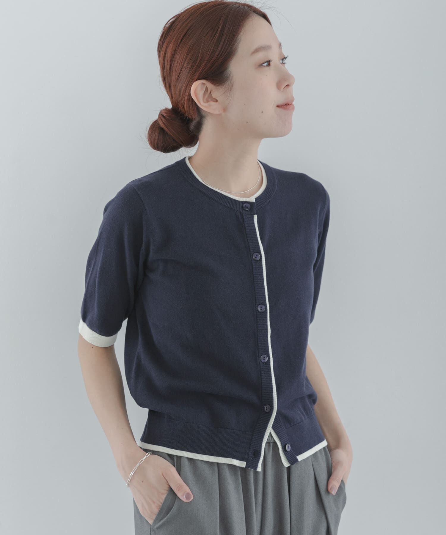 Sonny Label 「クールミスト配色クルーネックカーディガン」|カーディガン|
