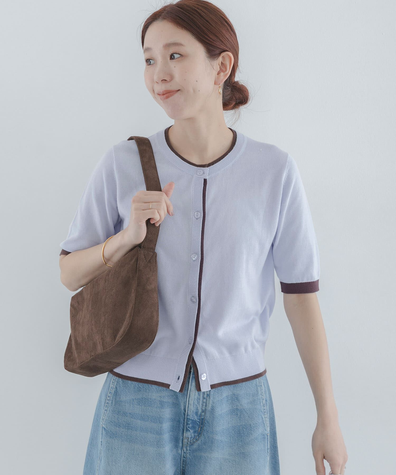 Sonny Label 「クールミスト配色クルーネックカーディガン」|カーディガン|
