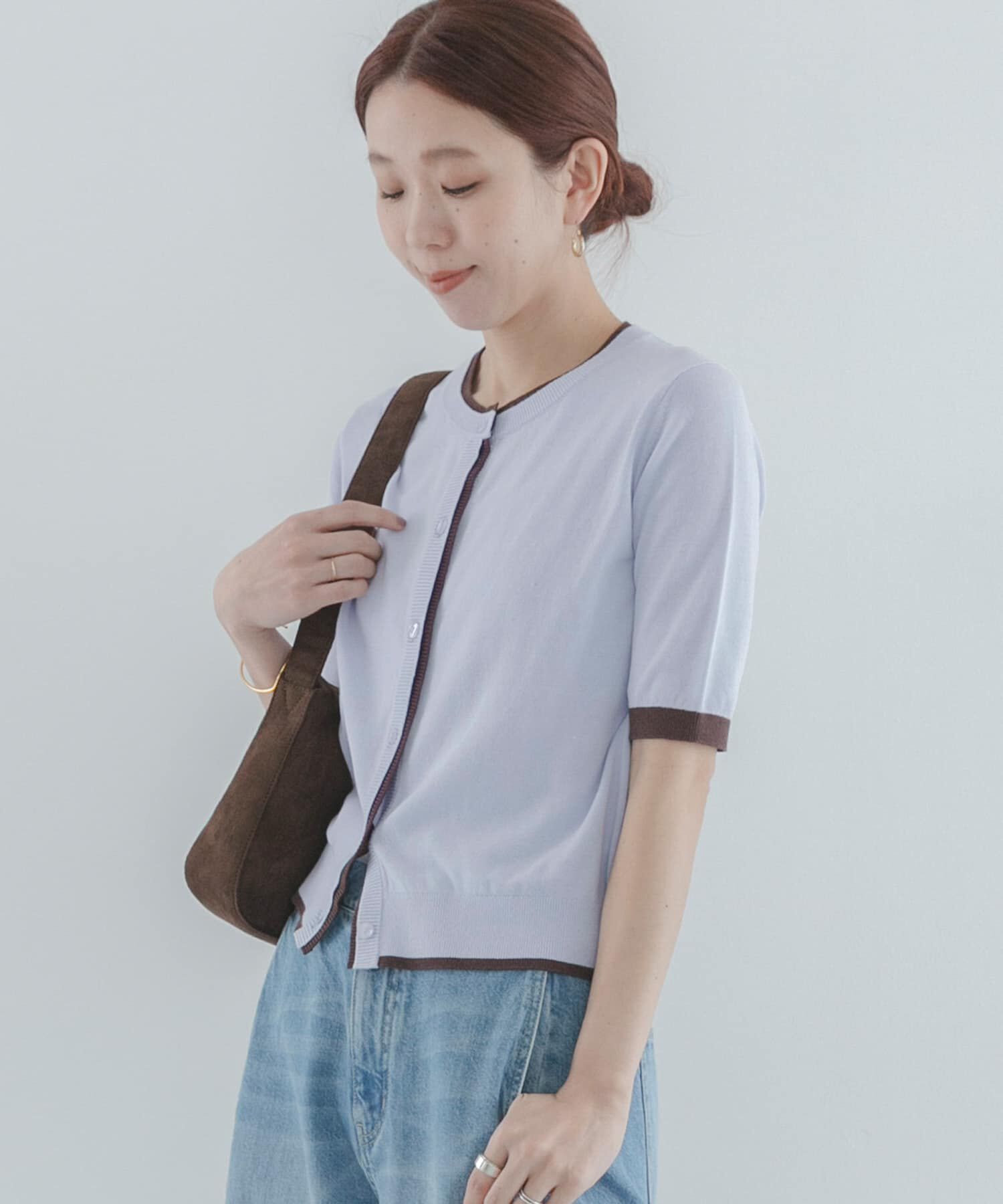 Sonny Label 「クールミスト配色クルーネックカーディガン」|カーディガン|