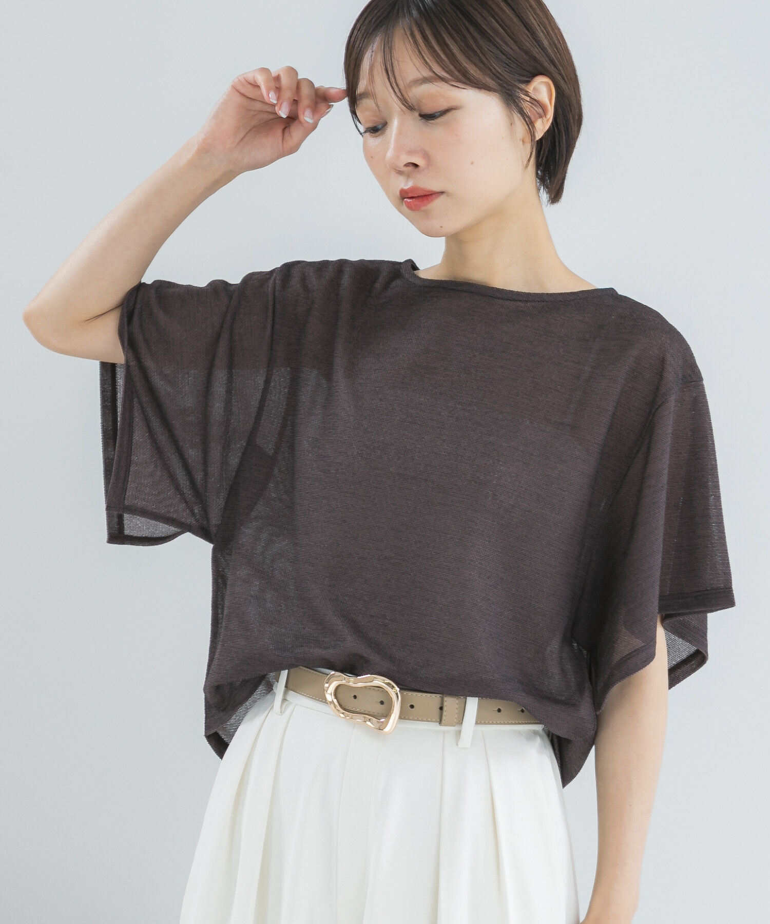 URBAN RESEARCH ROSSO「スリットスリーブカラミカットソー」|Tシャツ・カットソー|ブラウン