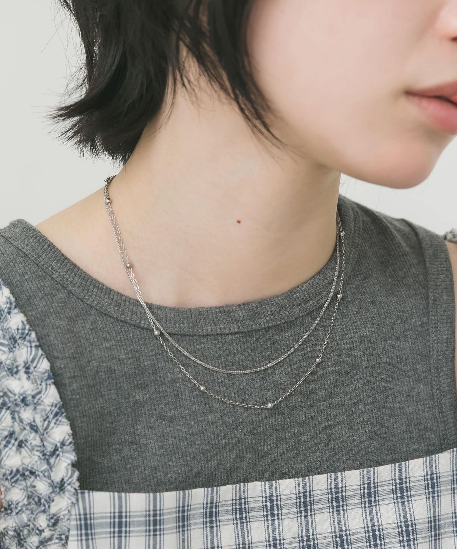 SMELLY「ステンレスステーションボール2セットネックレス」|ネックレス|