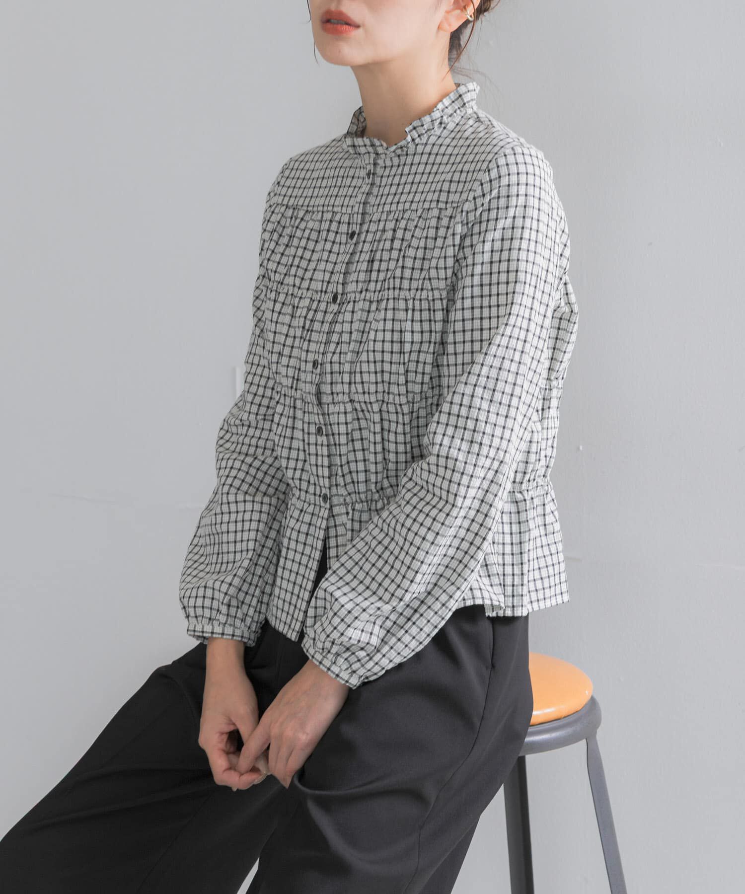 URBAN RESEARCH ROSSO「チェックシャーリングブラウス」|シャツ・ブラウス|