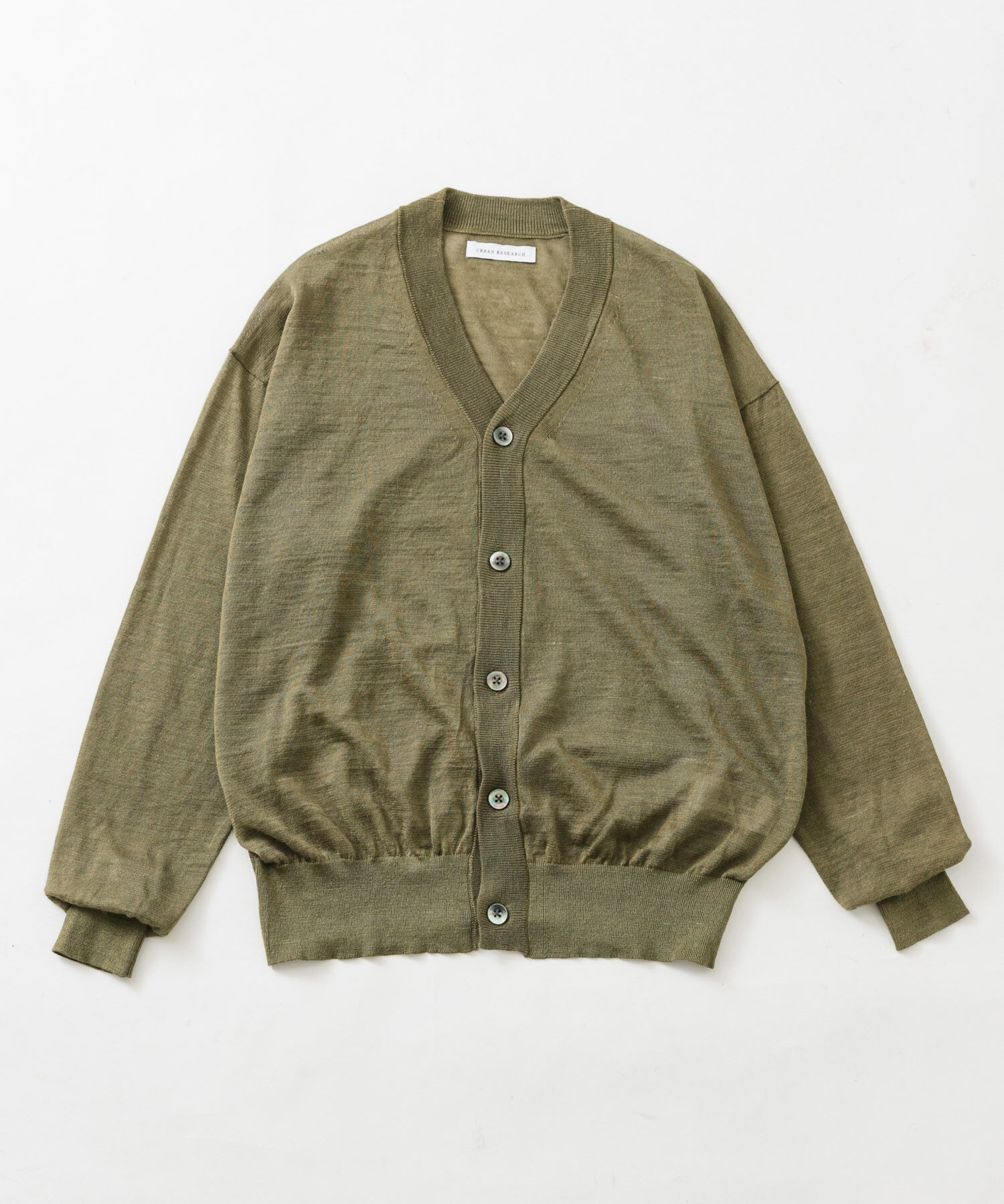URBAN RESEARCH「RAMIE SHEER CARDIGAN」|ニット・セーター|カーキ